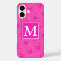 Monogram hot pink circles pattern
