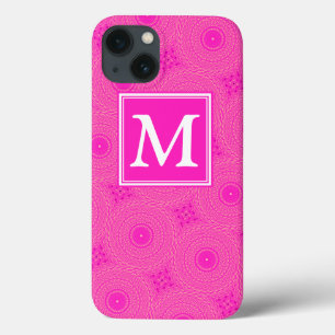 Monogram hot pink circles pattern Case-Mate iPhone iPhone 13 Case