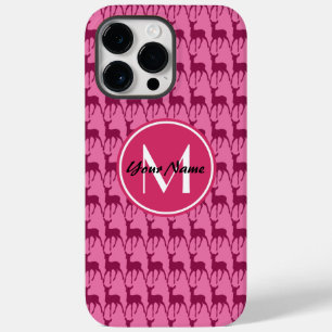 Monogram Hot Pink Deer, Personalised Name   #1 Case-Mate iPhone 14 Pro Max Case