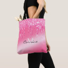 Monogram Hot Pink Dripping Glitter Metallic Name