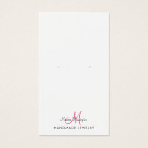 Monogram Hot Pink Earring Jewellery Display Card