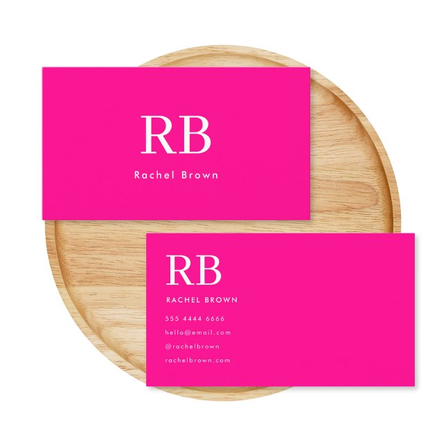 Monogram Hot Pink Elegant Feminine Minimalist Business Card (Creator Uploaded)
