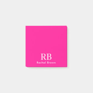 Monogram Hot Pink Elegant Girly Minimalist Post-it Notes
