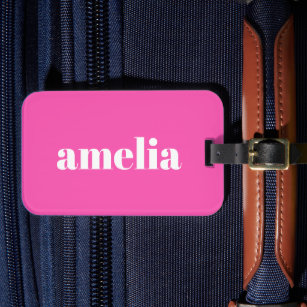 Monogram Hot Pink Luggage Tag
