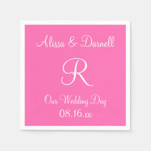 Monogram Hot Pink Stylish Full Colour Napkins
