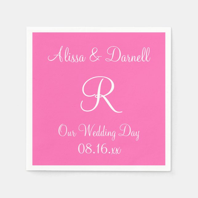 Monogram Hot Pink Stylish Full Colour Napkins (Front)