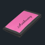 Monogram  Hot Pink Trifold Wallet<br><div class="desc">Make sure all your children or grandchildren know who's wallet is who's with their very own Custom Printed Name Velcro Wallet. A neat way to teach kids about proper saving and spending. These personalised wallets also make a great goodie bag gift or fun birthday gift.</div>