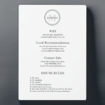 Monogram Hotel Guest Wifi and rules hospitality  Plaque<br><div class="desc">Elevate the guest experience at your hotel or hospitality establishment with our Monogram Hotel Guest Wifi and Rules Hospitality Plaque. This customisable plaque serves as a quick reference guide for your guests, providing essential information such as the internet wifi network and password, local recommendations, contact information, and house rules. Designed...</div>