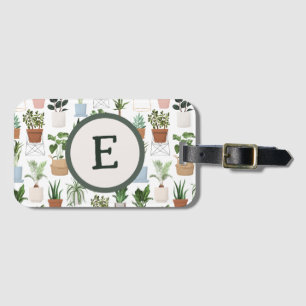 Monogram Houseplants Botanical Leaves Luggage Tag