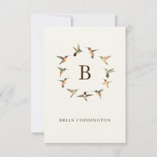 Monogram Hummingbird Card