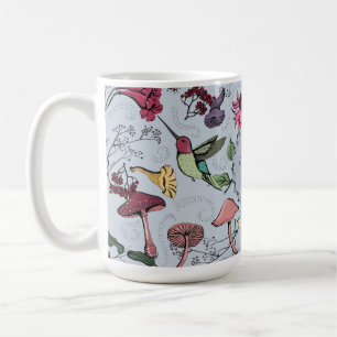 Monogram Hummingbird, Flowers, Mushrooms Garden Coffee Mug