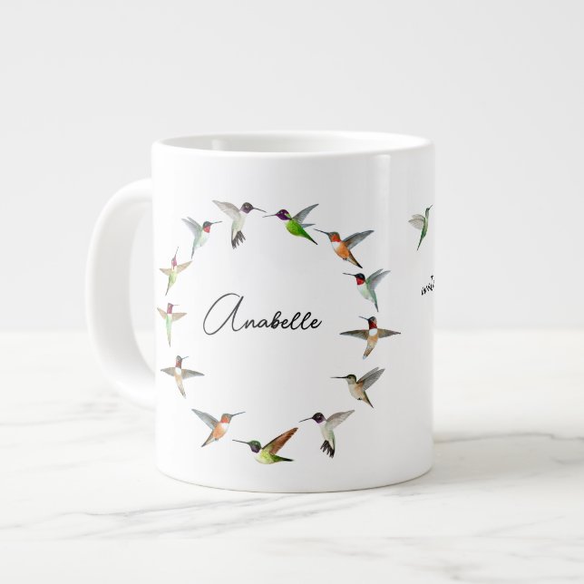 Monogram Hummingbird Large Coffee Mug (Front Left)