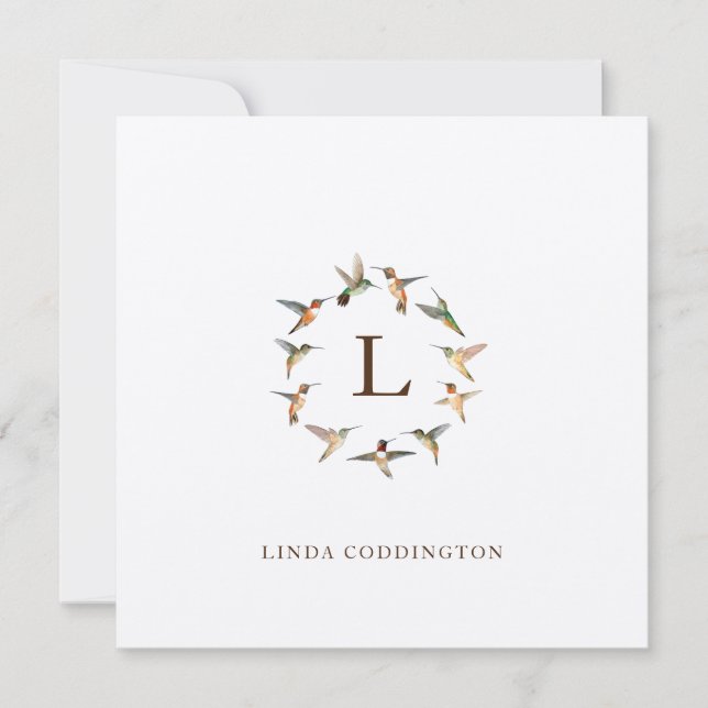 Monogram Hummingbird Note Card (Front)