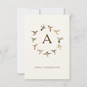 Monogram Hummingbird Note Card