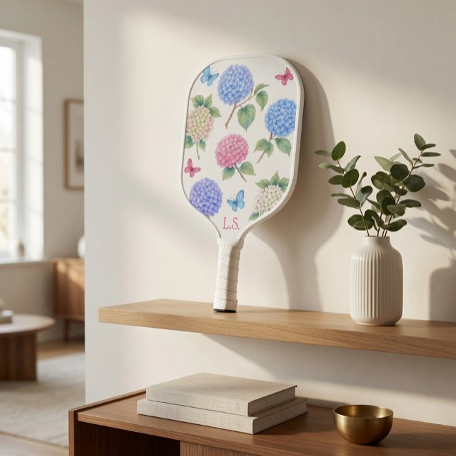 Monogram Hydrangea & Butterfly Pickleball Paddle (Creator Uploaded)