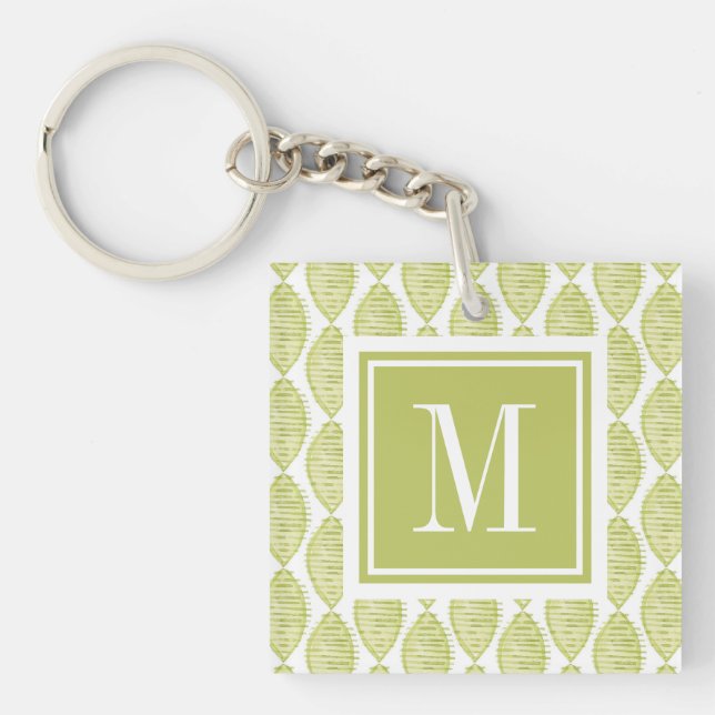 Monogram | Hygge Flowers Pattern Key Ring (Front)