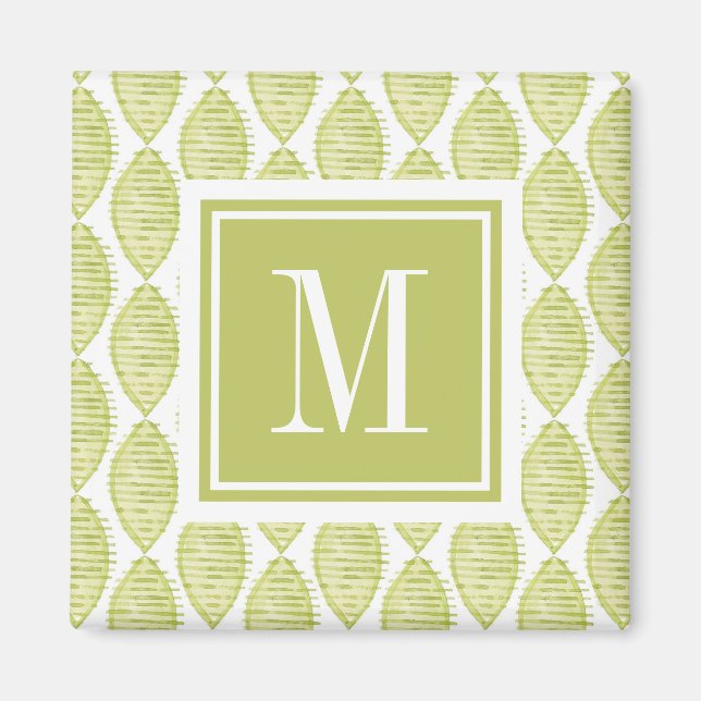 Monogram | Hygge Flowers Pattern Magnet (Front)