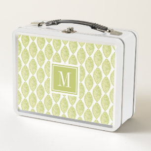 Monogram   Hygge Flowers Pattern Metal Lunch Box