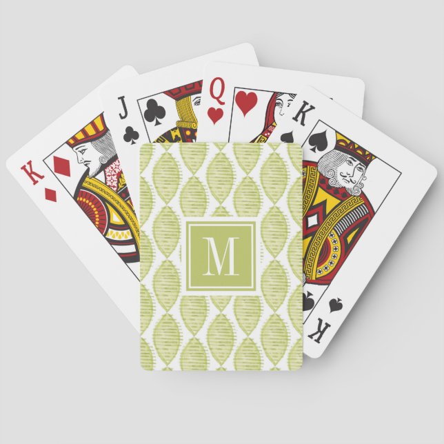 Monogram | Hygge Flowers Pattern Playing Cards (Back)