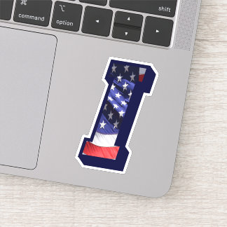 Monogram I American Flag Letter I Initial USA