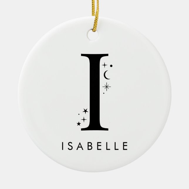 Monogram I Celestial Name  Ceramic Tree Decoration (Front)