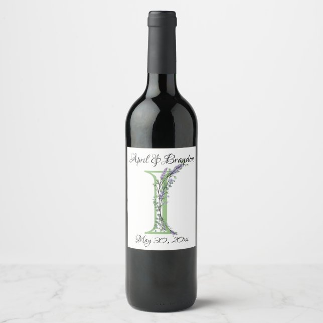Monogram I Lavender Eucalyptus  Wine Label (Front)