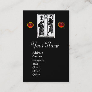 Monogram i Letter,Antique Figures Red Black White Business Card