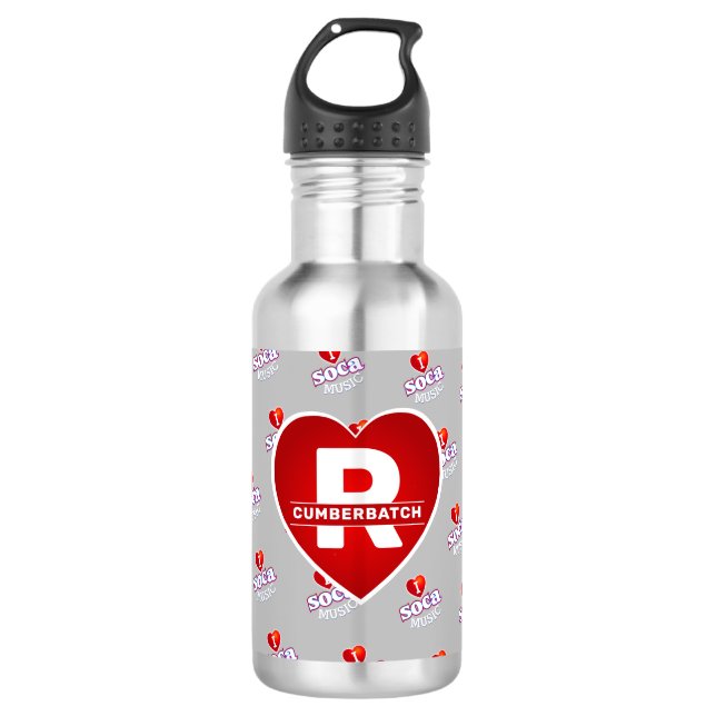 MONOGRAM I  LOVE SOCA on GREY 532 Ml Water Bottle (Front)
