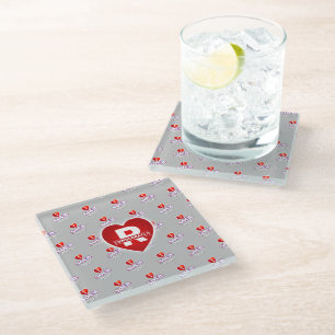 MONOGRAM I  LOVE SOCA on GREY Glass Coaster