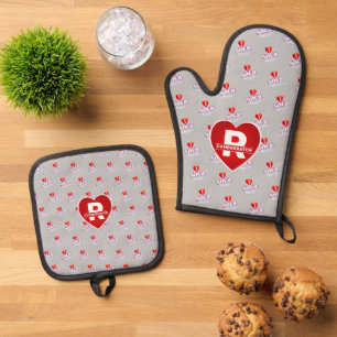 MONOGRAM I  LOVE SOCA on GREY Oven Mitt & Pot Holder Set