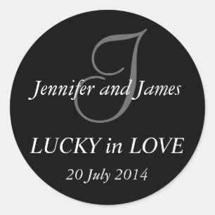 Monogram I Stickers for Weddings Black