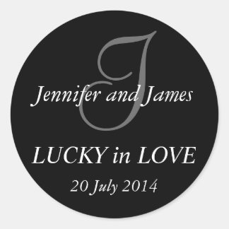 Monogram I Stickers for Weddings Black