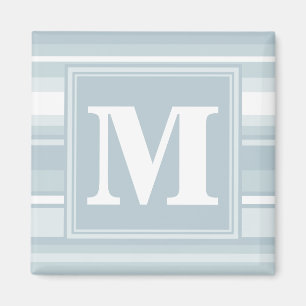 Monogram ice blue stripes magnet