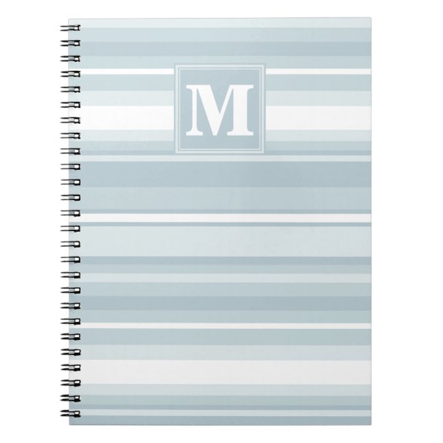 Monogram ice blue stripes notebook (Front)