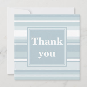 Monogram ice blue stripes thank you card