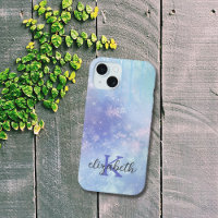 Monogram Icicles Snowflakes Blue Purple Trendy 