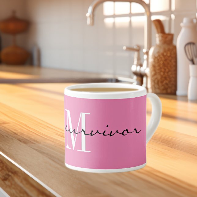 Monogram, i'm a survivor, 6oz Pink Speciality Espresso Cup (Creator Uploaded)