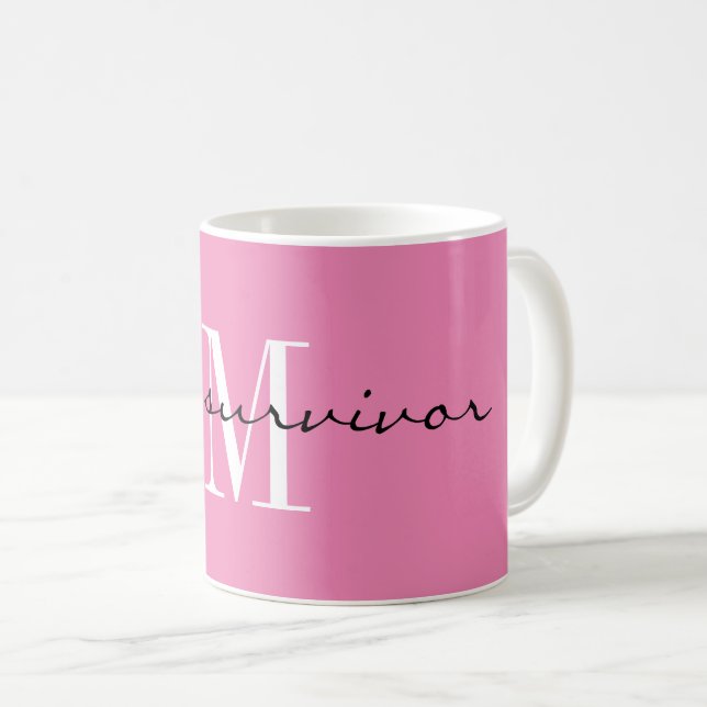 Monogram, i'm a survivor, Pink 11oz Classic Coffee Mug (Front Right)