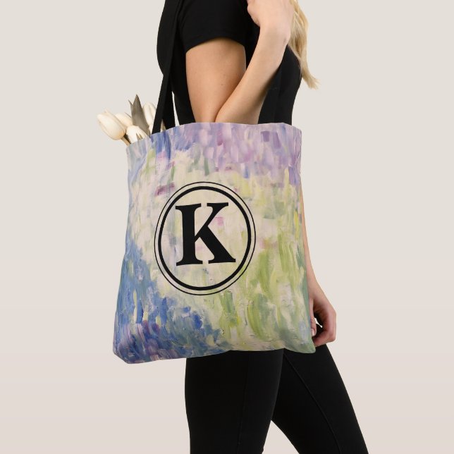 Monogram Impressionism Abstract Painting Tote Bag (Close Up)