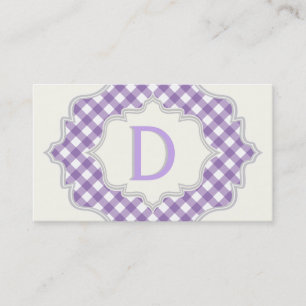 Monogram in a frame with purple, white paisley business card