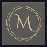 Monogram in Circles Home Decor Stone Coaster<br><div class="desc">Stylish, elegant monogram coasters feature your initial in the centre of three circles - ALL IN YOUR CHOICE OF COLORS - any colour circles, monogram and background. on this 4 inch stone coaster (SOLD INDIVIDUALLY.) Choose marble, limestone, travertine or sandstone. Adds a beautiful touch to your home decor or give...</div>