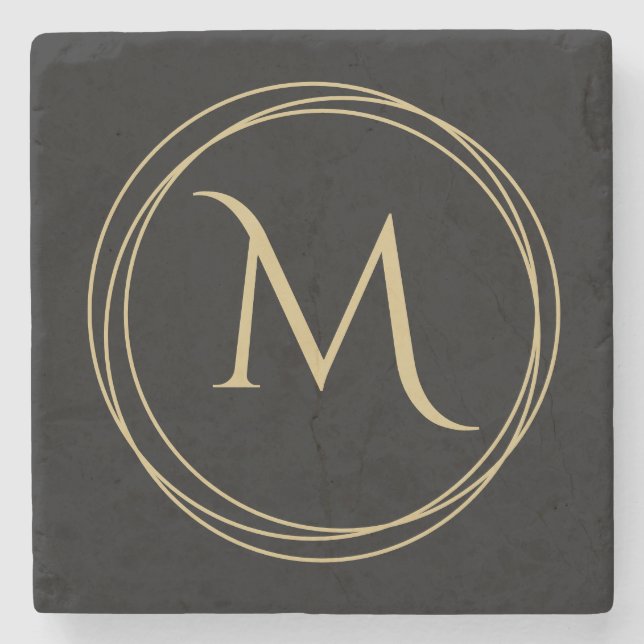 Monogram in Circles Home Decor Stone Coaster (Front)