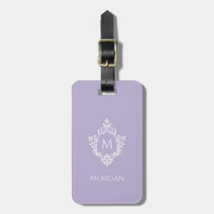 Monogram in Crest Lavender Elegant Vintage Purple Luggage Tag