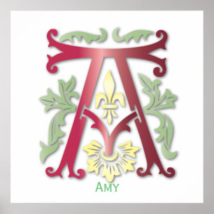 Monogram in Floral Design Poster