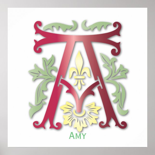 Monogram in Floral Design Poster (Front)