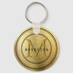 Monogram in Gold Foil Key Ring