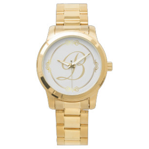 Monogram in gold with infinity circle on Grey Watch