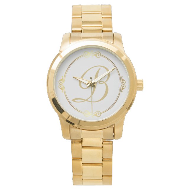 Monogram in gold with infinity circle on Grey | Watch (Front)