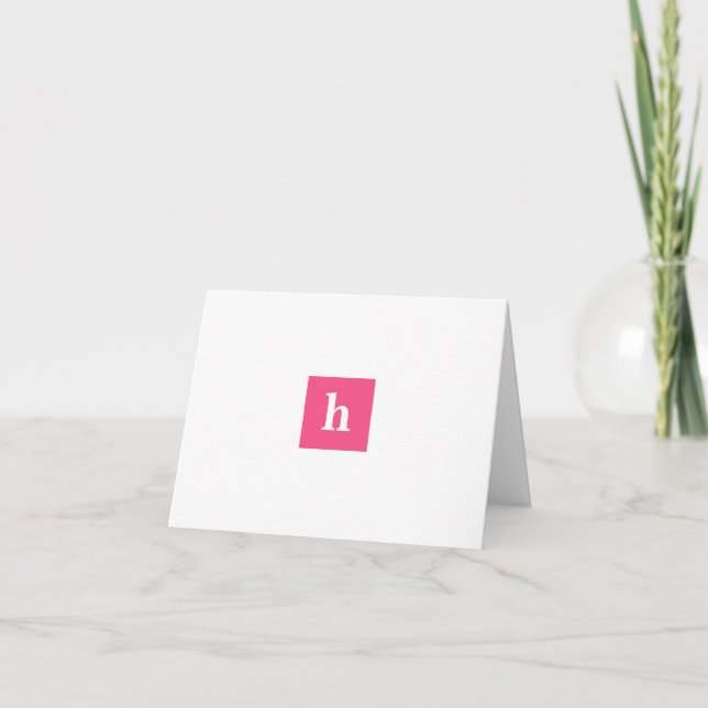 Monogram in Pink Classic Personalised Note Card (Front)