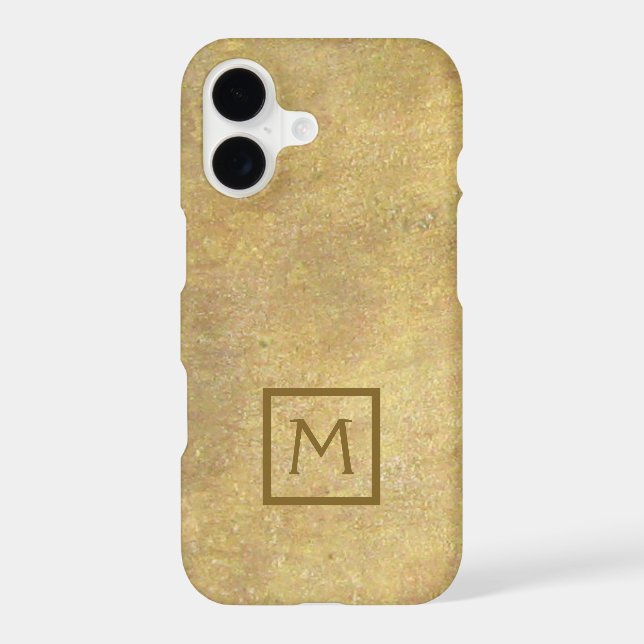 Monogram in Square Faux Metal Brass Simple (Back)